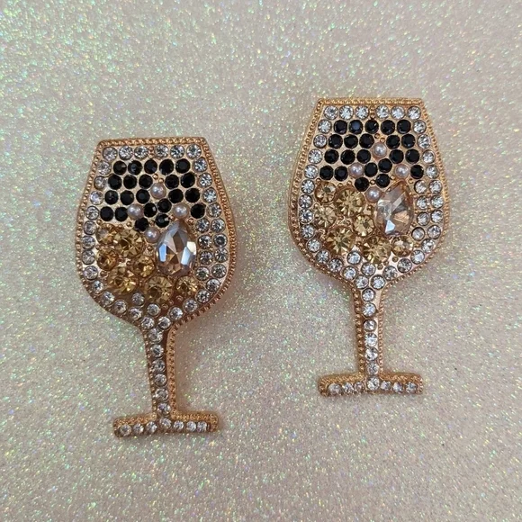 Rhinestone crystal bling wine stud earrings - Picture 6 of 8